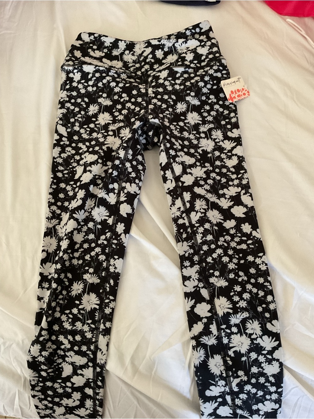 FP Movement by Free People Black & White Floral Kids Leggings